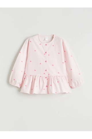Lc Waikiki Pembe Baskılı Poplin Kız Çocuk Gömlek Ve Süveter