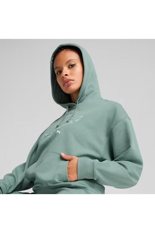 Puma Kadın Scrıpt Comfort Hoodie Eşofman Üst 68498330 Yeşil