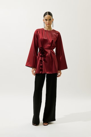 Manuka Hana Organze Bluz Bordo Bordo