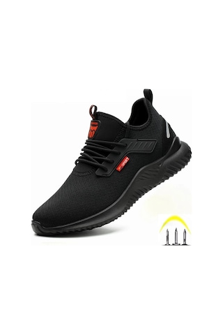 Xoutdoor Çelik Burunlu Güvenlik Ayakkabıları Erkek Hafif Nefes Alabilir Delinmez Hafif Sneaker Kaymaz Endüstriyel Inşaat Iş Ayakkabıları Siyah Siyah