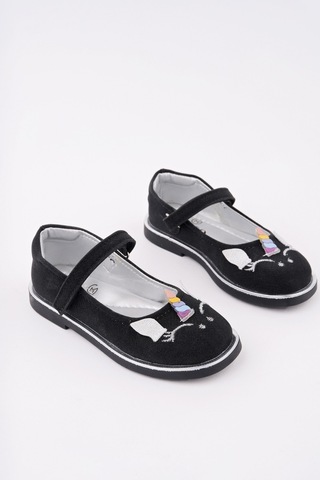 Muggo Paty Cırtlı Ve Simli Günlük Kız Çocuk Babet Siyah