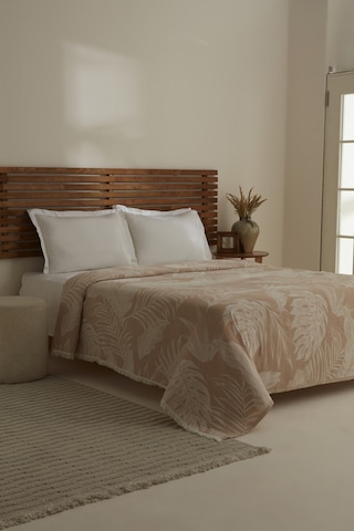 Karaca Home Leafy Sea Müslin Çift Kişilik Tek Pike Bej Bej