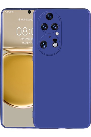 Huawei P50 Pro Kılıf Zore Premier Silikon Kapak Saks Mavi