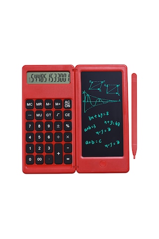 Singree Katlanabilir 6 İnç Lcd Yazı Tahtası Ve 12 Haneli Hesaplama Fonksiyonlu Çok Amaçlı Dijital Not Defteri 112 Karakter Kırmızı