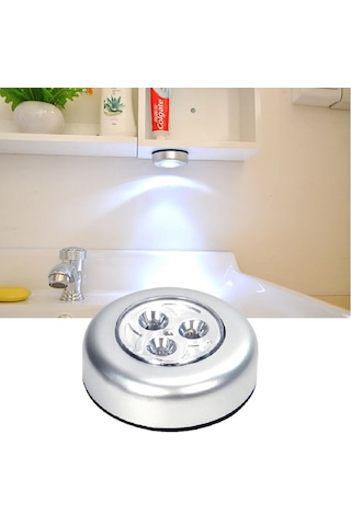 Kablosuz Spot Pilli Dokunmatik Led Lamba 3 Ledli Dolap Lambası 5492 Çr