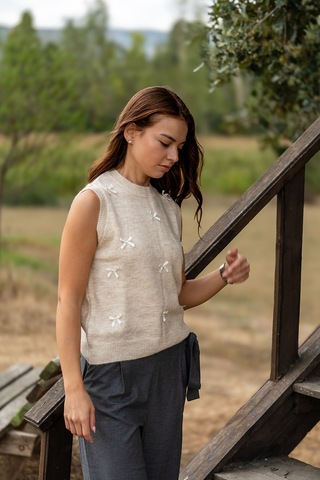 Verdeblanco Minimal Fiyonk Detaylı Süveter Krem Krem