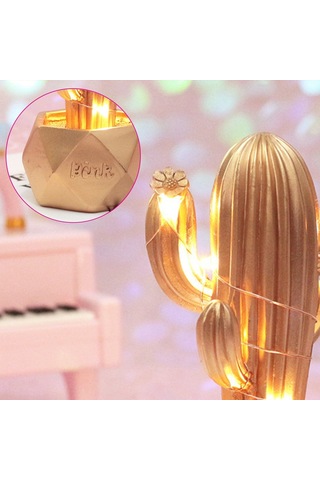 Buffer Led Işıklı Sevimli Kaktüs Dekoratif Masa Lambası Mini Biblo Gece Lambası-gold Renkli 26216302