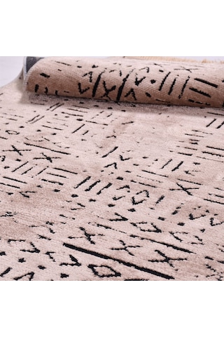 Çam Halı Crea Decolux Vena 8011 Bej Özel Kaymaz Tabanlı Pamuk Dokuma Kilim - 80x150