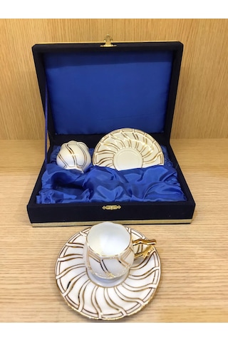 Güral Porselen El Yapımı 2 Kişilik 4 Parça Türk Kahve Takımı