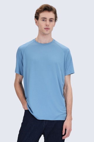 Hatemoğlu Mavi Regular Fit Bisiklet Yaka Reglan Kol Tişört
