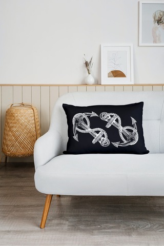 Denizci Çıpa Desen Baskılı Tv Battaniyeli Opsiyonel Dekoratif Hediye Yastık Battaniye 2in1 Gifts Çok Renkli