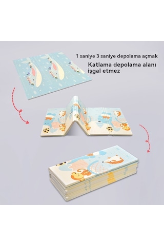 Worryfree-200x180cm Çift Taraflı Katlanır Bebek Oyun Matı-küçük Geyik Bahçesi + Aydınlanma Günlük 10mm