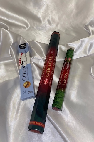 Sivrisinek Önleyici Citronella Çubuk Tütsü Seti 3 20 Çubuk Oda Ve Bahçe Boyu