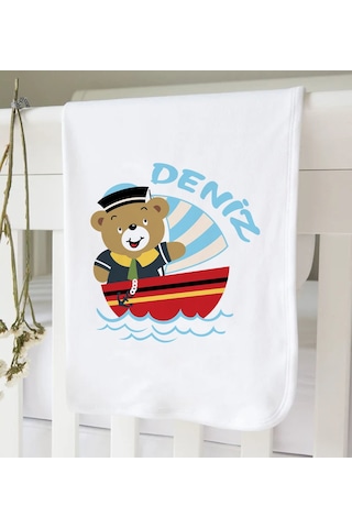 BK Kids Kişiye Özel İsimli 6 Parça Mavi Bebek Body Zıbın Battaniy