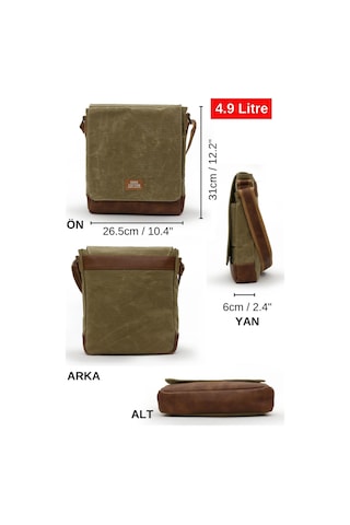 Dark Cotton 7112 Western Kahverengi Suya Dayanıklı Mumlu Kanvas Postacı Omuz Laptop Okul Çantası Camel