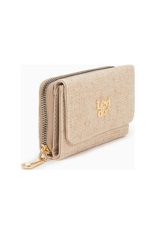 Dokulu Kumaş Detaylı Cüzdan - Vizon Vizon