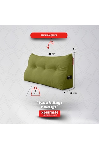 Yatak Başı Yastığı Sırt Ve Bel Destek Yastığı 90 Cm Yaslanma Ve Dinlenme Yastığı Yeşil