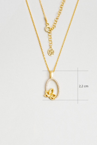 So Chic Nilüfer 18 Ayar Sarı Altın Kaplama 45 Cm Gümüş Kolye Sarı