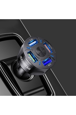 Uslion QC3.0 4 Port Çıkışlı Çoklu Usb Araç Şarj Aleti Siyah