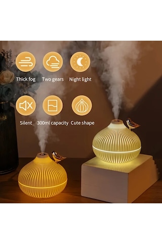 Techbloom 1 X 10 14 Oz Led Işık Soğuk Buhar Nemlendirici Usb Aromaterapi Difüzör Taşınabilir Mini Oda Nemlendirici White