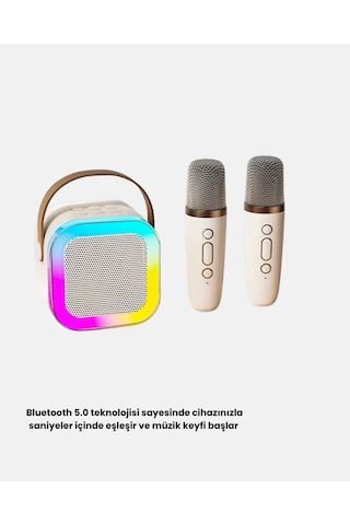 Bluetooth Karaoke Hoparlör Renkli Led Işıklı Ve Type-c Şarjlı