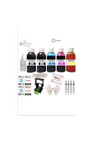 Mertınk Canon Tr4755i Pg575 Cl576 Kartuş Dolum Seti 5 Li Set 5x100ml Renkli Mürekkep