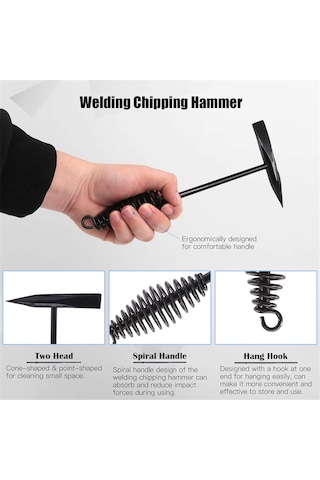Xurunkeji Adet Kaynak Cürufu Temizleme Aleti: Bobin Yaylı Saplı Kaynak Kırıcı Çekici Ve Tel Fırça İle Bir Çift Kaynak Eldiveni