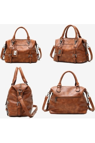 Wondernest Bayanlar Gündelik Çanta Yumuşak Yüzlü Düz Renk Tek Omuz Çapraz Büyük Çanta Siyah, Küçük Detaylı Tasarım Siyah