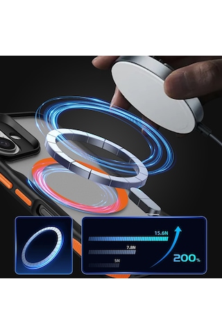 Kilifone - İphone 16 Uyumlu - Kılıf Magsafe Şarj Özellikli Renkli Kenar Airbag Şeritli Lamer Kapak - Siyah