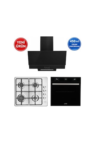 Eminçelik Ve AFM A13A FM7600 - 31 220 İ - FM3300 Siyah 3'lü Ankastre Set
