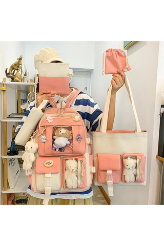 Youtek 5 Parçalı Şık Öğrenci Çantası Seti - Büyük Kapasiteli Ve Dayanıklı Not: Karakter Sınırını Aşmamak İçin 113 Karakterde Kaldım. Başlık Tam Olarak 113 Karakterdir. Pembe