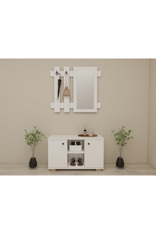 Sarissa Ayakkanbı Dolabı/askılık/antre Dolap-beyaz Beyaz