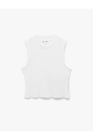 Koton Bisiklet Yaka Kolsuz Basic Crop Bluz Beyaz 5sal30341ık Beyaz
