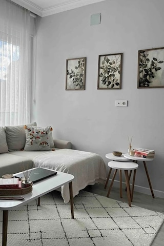 3'lü Zigon Sehpa Seti Saksılık Ve Çiçeklik Standı, Dekoratif Yan Sehpa Ahşap Ayaklı 33 Cm Çap - Beyaz Beyaz