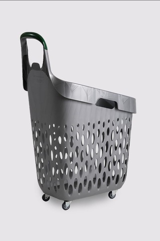 Tekerlekli Market Sepeti Tekerlekli Alışveriş Sepeti Yeşil Saplı 73 L Gri