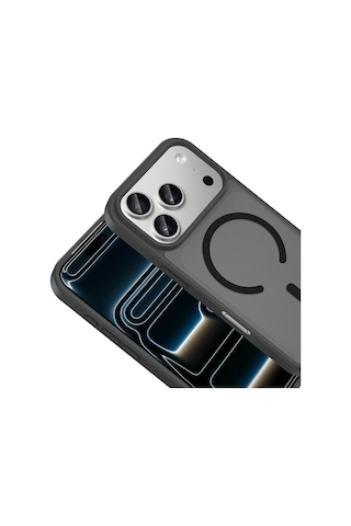 Maks Technology Apple Uyumlu iPhone 18 Pro Max Kılıf M-safe Şarj Özellikli Mkst Babet Kapak - Siyah