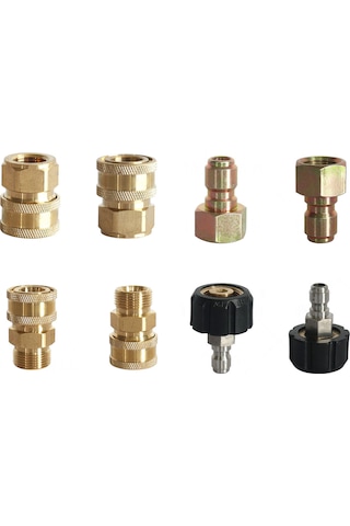 Geeroyoo Yüksek Basınçlı Yıkama Makinesi Hızlı Bağlantı Seti - Pirinç Malzeme, 8 Parça, 22 14/1/2 3/8 Dönüştürücü