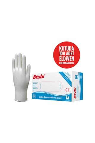 Beybi Pudralı Lateks Muayene Eldiveni 100'lü x 10 Paket M