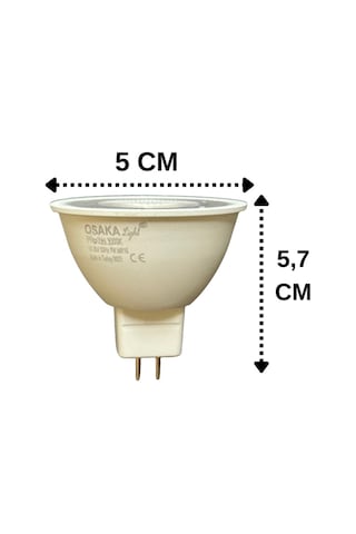 10 Adet Osaka 12volt 7w 50w Sarı 3000k Gu5.3 Duylu İğne Bacak Led Spot Ampul