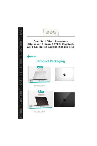 Özel Seri Cihaz Aksesuarı Bilgisayar Örtüsü Coteci Apple MacBook Uyumlu Air 13.6 M2/m3 A2681/a3113 Kılıf Çok Renkli