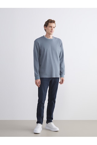 LC Waikiki Lc Waıkıkı İndigo Bisiklet Yaka Uzun Kollu Erkek Sweatshirt