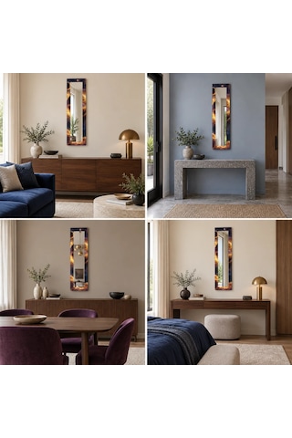 Prizma Dikey Panoramik Aynalı Dekoratif Cam Tablo - 36 X 110 Cm