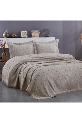 Nazik 7 Parça Pikeli Nevresim Takımı Gelin Seti Venüs Krem