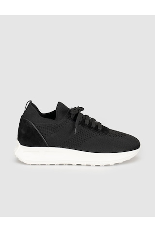 Siyah Triko Hakiki Deri Kadın Sneaker Ayakkabı