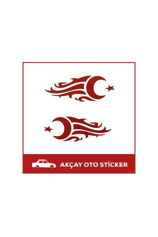Ay Yıldız 2Li Takım Sticker Ay Yıldız Alevli Sticker Arma Ay Yıldız 2Li Takım Sticker Ay Yıldız Alevli Sticker Arma