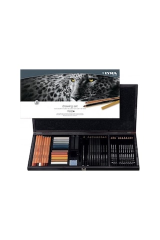 Lyra Drawing 47 Parça Ahşap Kutulu Eskiz Çizim Seti / L2054001 Çok Renkli
