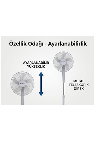 Sunny Sn8vntstnd03b 16 İnç Ayaklı Vantilatör Beyaz - 5 Kanatlı Pervane, 40w Güçlü Soğutma 3 Kademeli