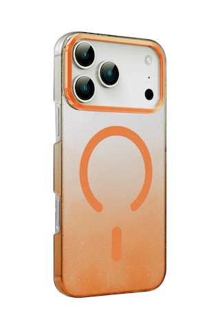 Newface - 142 - Apple iPhone Uyumlu 17 Pro Max Glossy Magsafe Kapak - Glblseme - - Turuncu