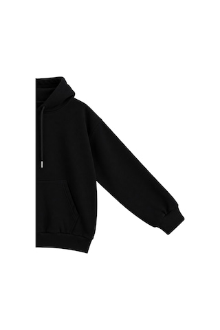 Vadon 1047 Kadın Kapüşonlu Kanguru Cepli 3 İplik Pamuklu Sweatshirt Siyah