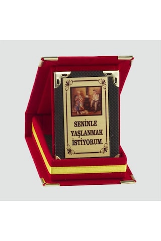 Seninle - 907 - Yaşlanmak İstiyorum Plaketi Sevgililer - Csmo-tex - Günü Hediyesi-kırmızı Çok Renkli